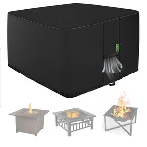 Black Fire Pit Cover 50"Wx50"Lx24"H Wind Rain Snow Resistant